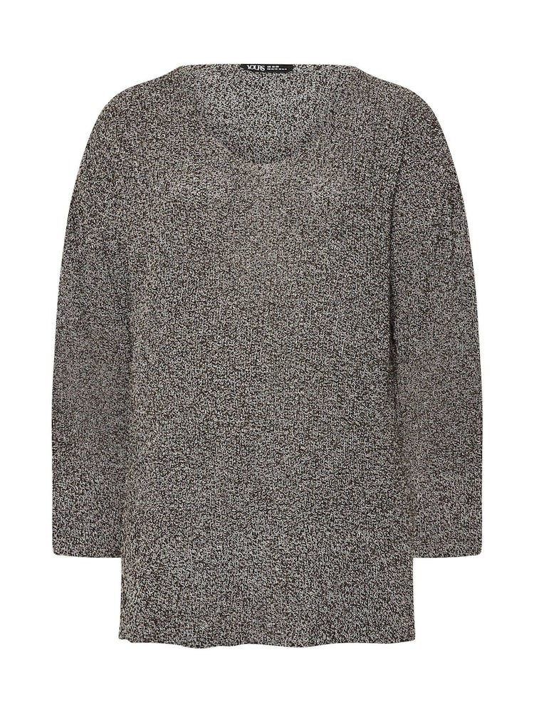 Yours Curve Brown Oversized V-Neck Jumper - Image 5 of 5