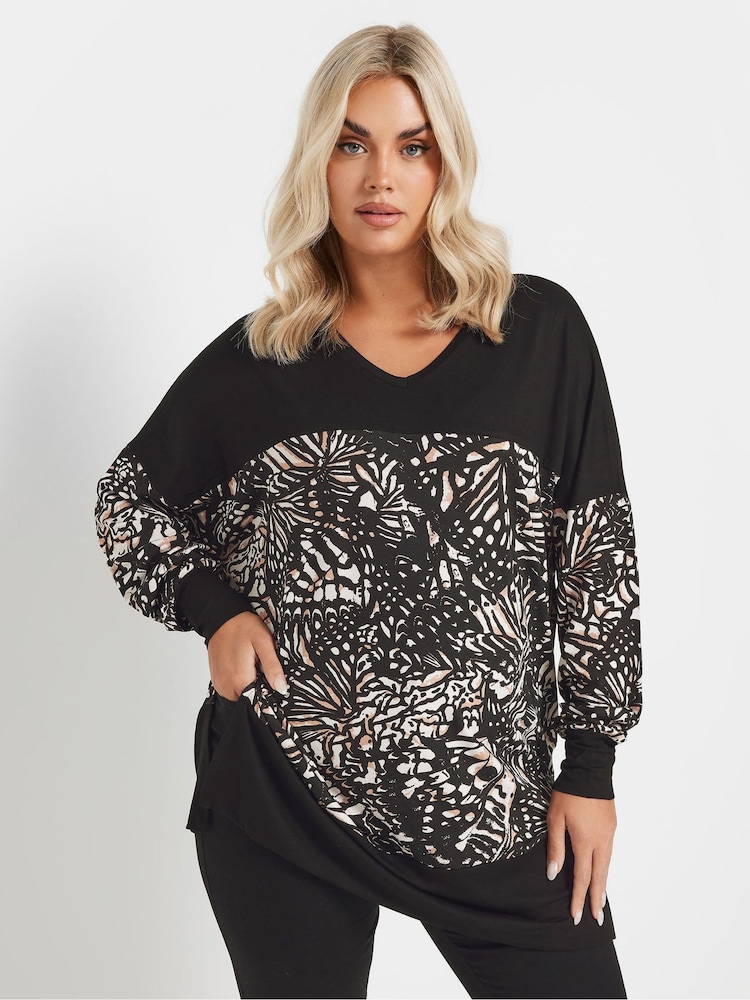 Yours Curve Schmetterling Print Colourblock Top - Bild 1 von 6 Yours Curve Schmetterling Print Colourblock Top - Bild 1 von 6