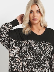 Yours Curve Schmetterling Print Colourblock Top - Bild 4 von 6