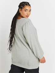 Yours Curve Grey V-Neck Sweatshirt - Image 3 of 5