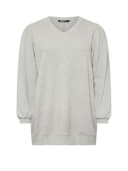 Yours Curve Grey V-Neck Sweatshirt - Image 5 of 5