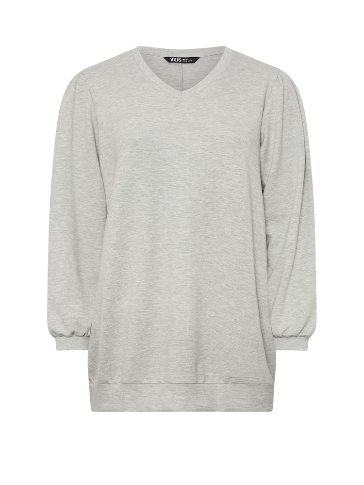 Yours Curve Grey V-Neck Sweatshirt - Image 5 of 5