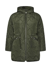Yours Curve Green Lightweight Zig Zag Quilted Midi Jacket - Image 6 of 6