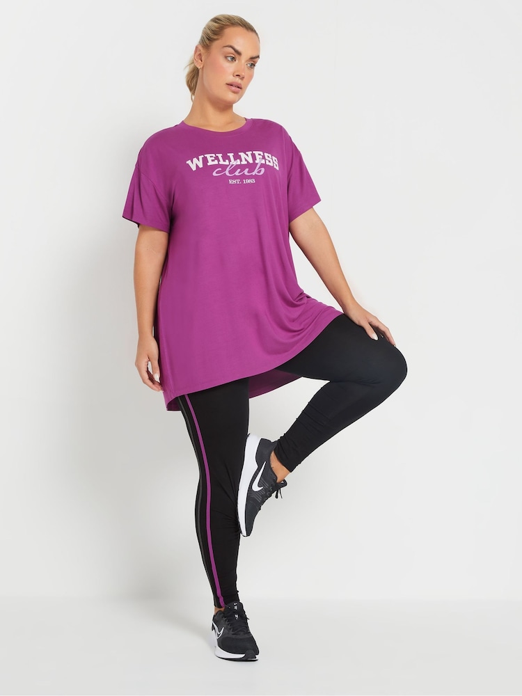 Yours Curve Purple Wellness Club Active T-Shirt - Image 2 of 5 Yours Curve Purple Wellness Club Active T-Shirt - Image 2 of 5
