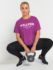Yours Curve Purple Wellness Club Active T-Shirt - Image 4 of 5