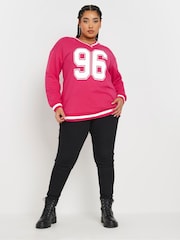 Yours Curve Hot 96 Slogan Varsity Sweatshirt - Imagen 2 de 5