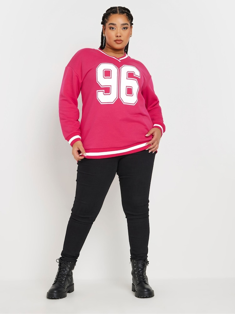 Yours Curve Hot 96 Slogan Varsity Sweatshirt - Imagen 2 de 5