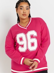 Yours Curve Hot 96 Slogan Varsity Sweatshirt - Imagen 4 de 5