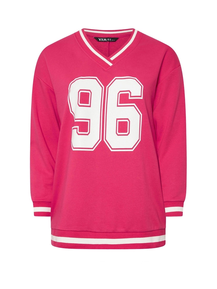Yours Curve Hot 96 Slogan Varsity Sweatshirt - Imagen 5 de 5