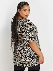 Natur - Yours Curve ausgestelltes Oberteil mit Zebra-Print - Bild 3 von 5