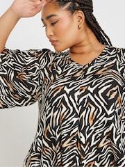 Natur - Yours Curve ausgestelltes Oberteil mit Zebra-Print - Bild 4 von 5