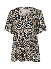 Natur - Yours Curve ausgestelltes Oberteil mit Zebra-Print - Bild 5 von 5
