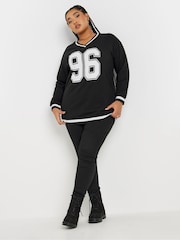Yours Curve Black 96 Varsity Sweatshirt - Image 2 of 5
