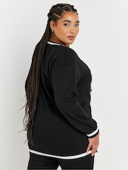Yours Curve Black 96 Varsity Sweatshirt - Image 3 of 5