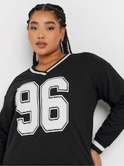 Yours Curve Black 96 Varsity Sweatshirt - Image 4 of 5