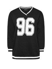 Yours Curve Black 96 Varsity Sweatshirt - Image 5 of 5