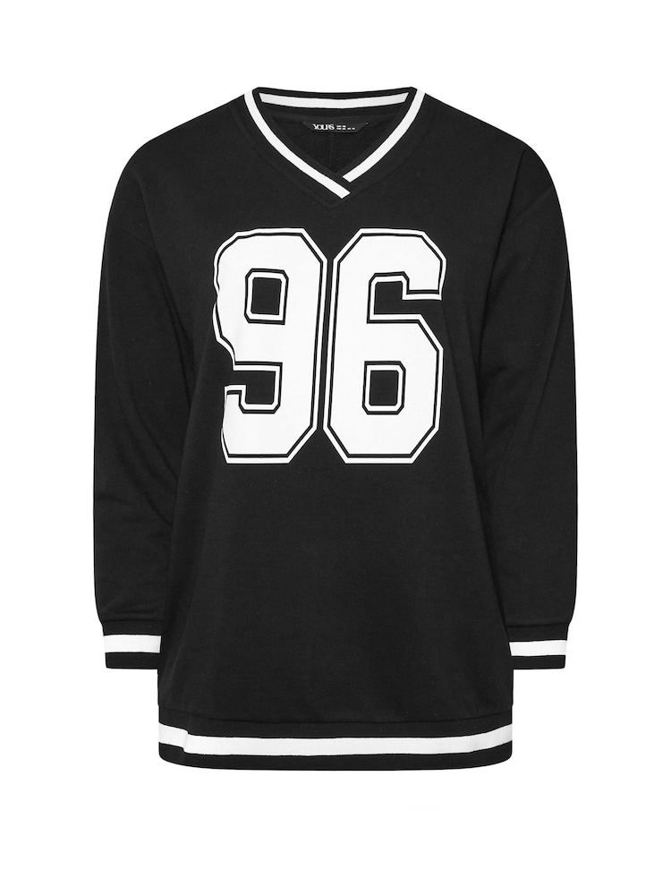 Yours Curve Black 96 Varsity Sweatshirt - Image 5 of 5