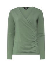 Long Tall Sally Green Long Sleeve Cotton Wrap Top - Image 5 of 7