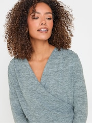M&Co Blue Wrap Over Jumper - Image 4 of 5