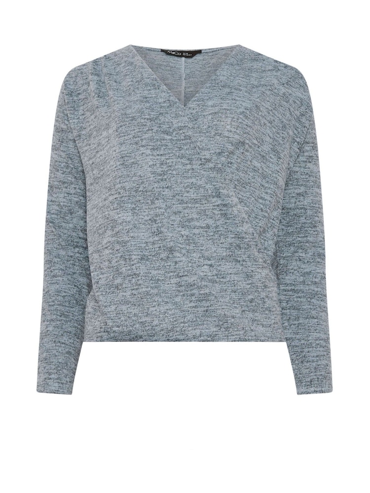 M&Co Blue Wrap Over Jumper - Image 5 of 5