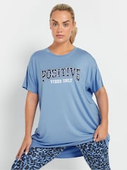 Yours Curve Blue Positive Vibes Only Top - Image 1 of 5