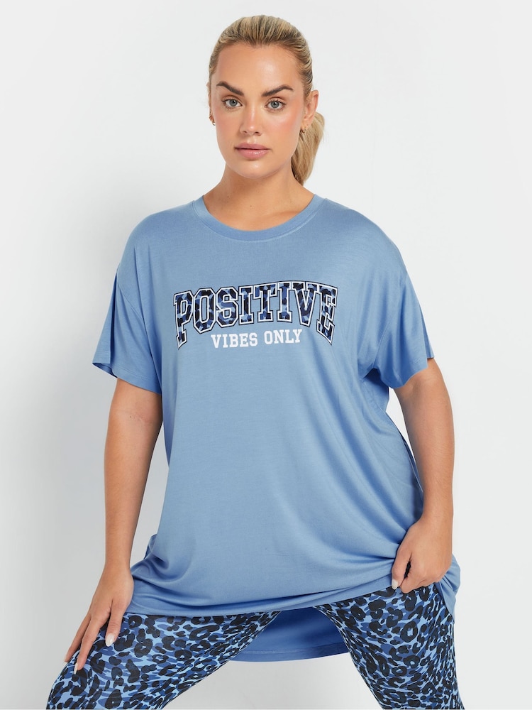 Yours Curve Blue Positive Vibes Only Top - Image 1 of 5