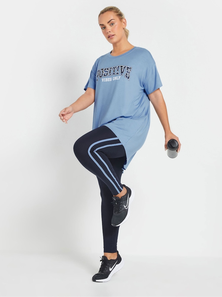 Yours Curve Blue Positive Vibes Only Top - Image 2 of 5