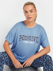 Yours Curve Blue Positive Vibes Only Top - Image 4 of 5