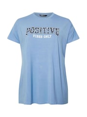 Yours Curve Blue Positive Vibes Only Top - Image 5 of 5