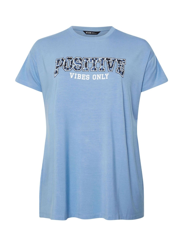 Yours Curve Blue Positive Vibes Only Top - Image 5 of 5