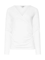 Long Tall Sally White Long Sleeve Cotton Wrap Top - Image 5 of 5