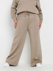Yours Curve Brown Wide Leg Joggers - Image 1 of 5