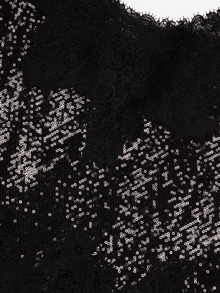 The Kooples Black Lace Top With Strap - Image 6 of 6