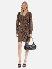 The Kooples Brown Short Dress With Belt - Image 4 of 4