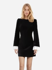 The Kooples Short Long Sleeve Velvet 100% Cotton Dress With Lace - Imagem 1 de 6