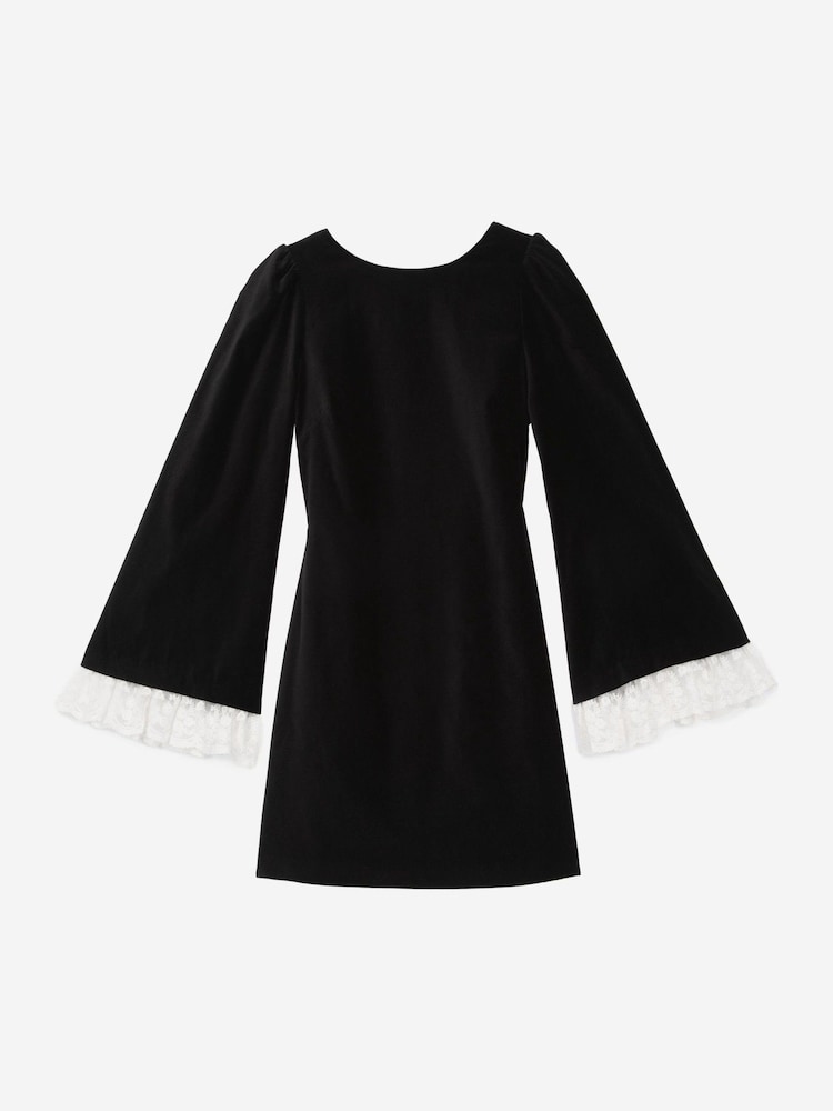 The Kooples Short Long Sleeve Velvet 100% Cotton Dress With Lace - Imagem 6 de 6