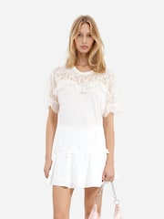 The Kooples Short Sleeve 100% Cotton T-Shirt With Lace Insert - Imagem 3 de 4