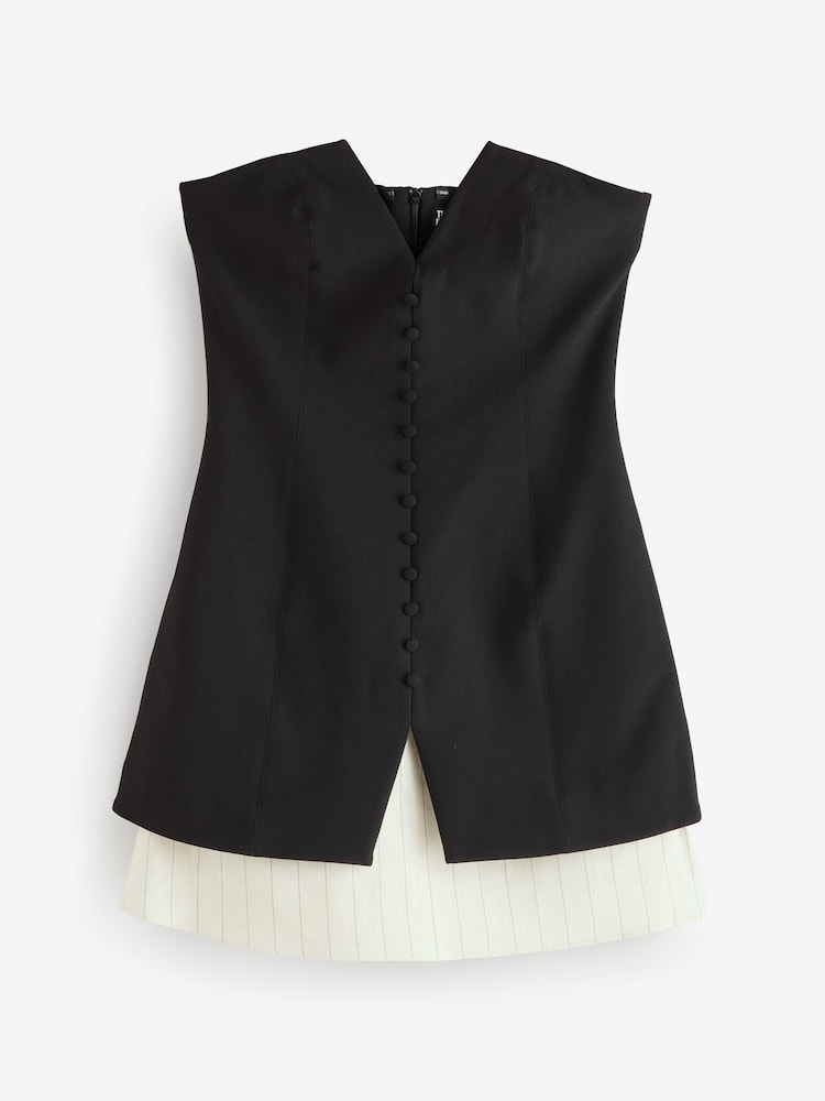 The Kooples Black Short Bustier Buttoned Front Dress - Image 1 of 1