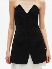 The Kooples Black Short Bustier Buttoned Front Dress - Image 3 of 6