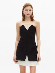 The Kooples Black Short Bustier Buttoned Front Dress - Image 4 of 6