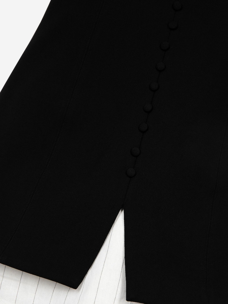 The Kooples Black Short Bustier Buttoned Front Dress - Image 6 of 6