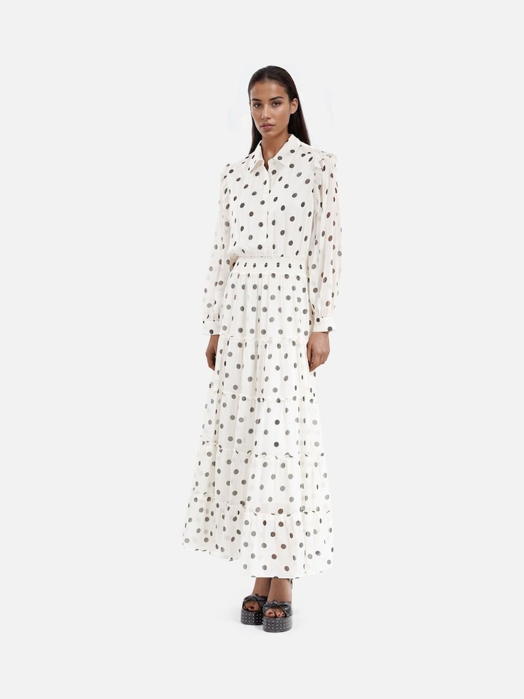 The Kooples White Long Dress With Ruffle - Image 1 of 4