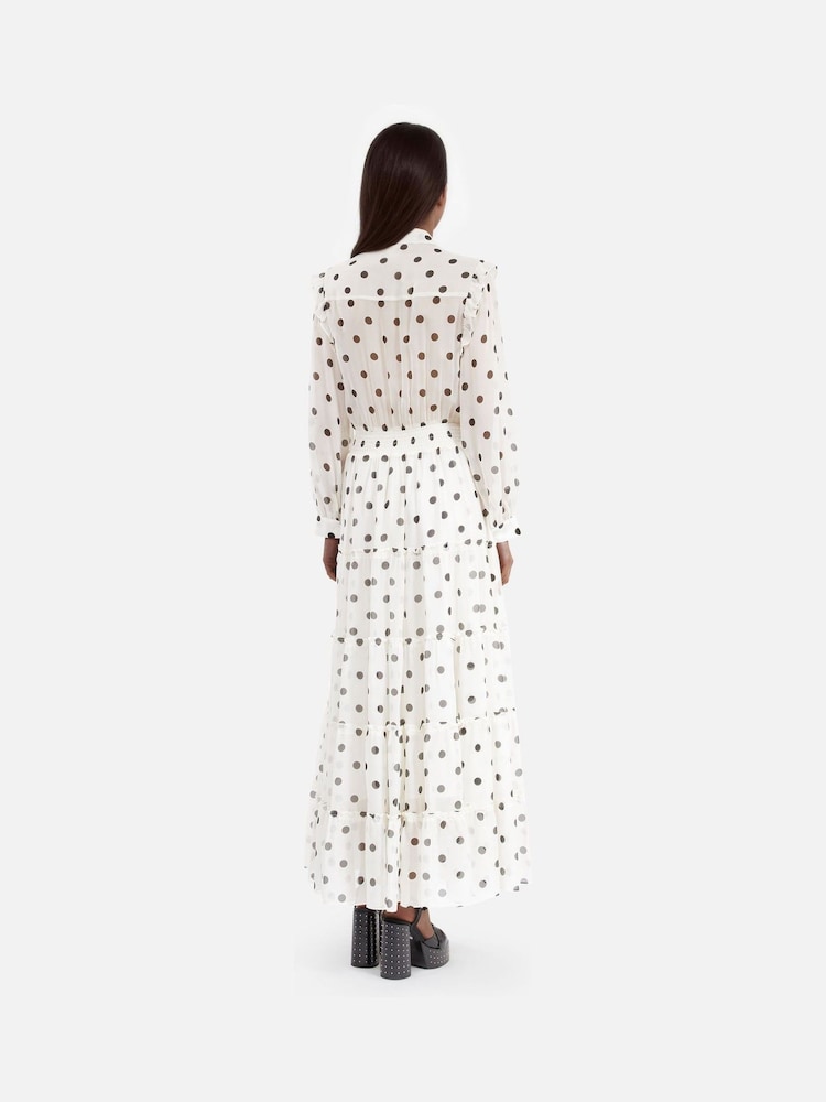 The Kooples White Long Dress With Ruffle - Image 2 of 4