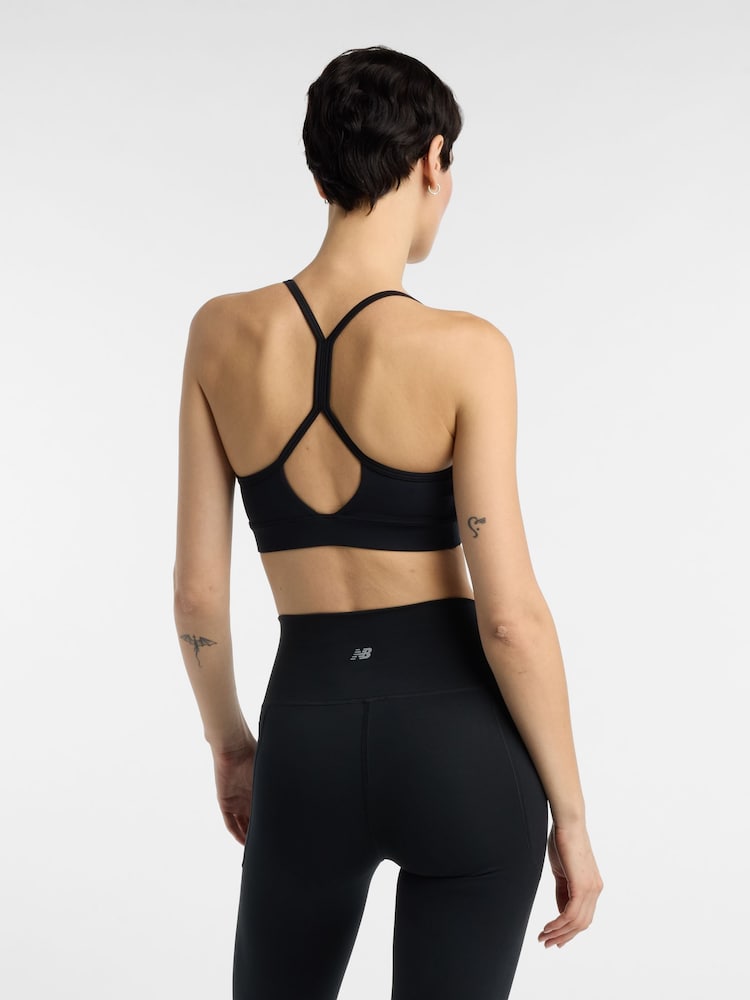 New Balance Black Womens Linear Heritage Essential Yoga Bra - Image 2 of 8