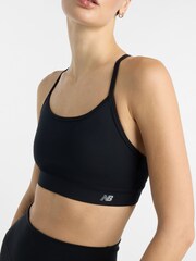 New Balance Black Womens Linear Heritage Essential Yoga Bra - Image 6 of 8