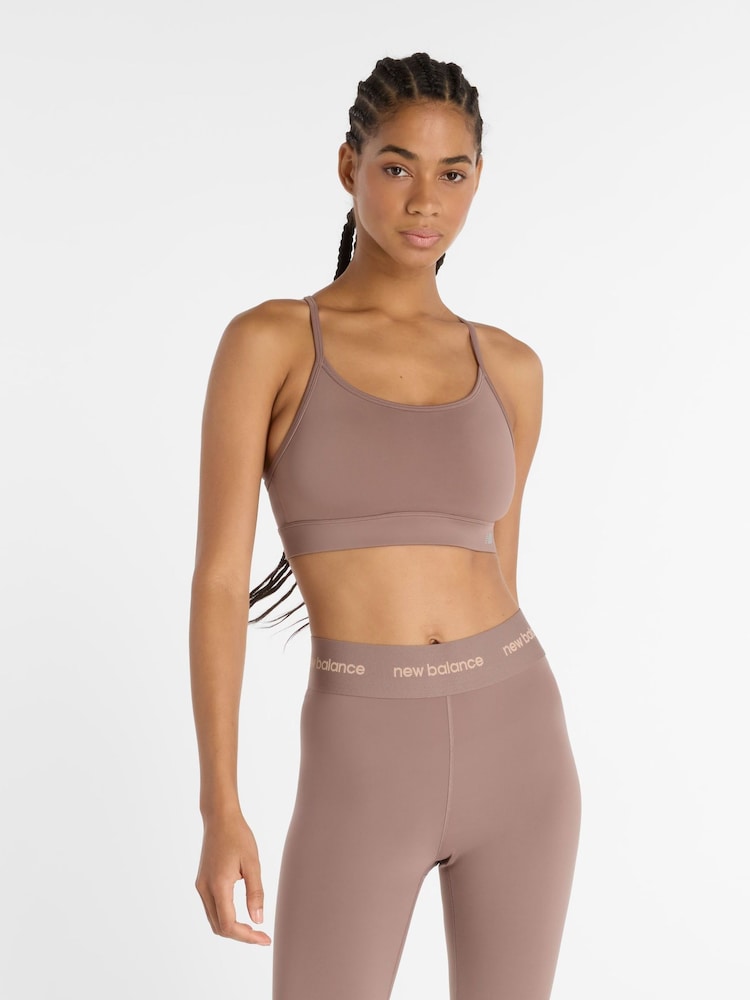 New Balance Pink Womens Linear Heritage Essential Yoga Bra - Image 1 of 6