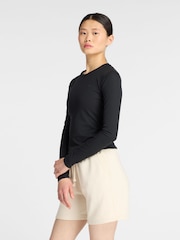 New Balance Black Womens Micro Rib Long Sleeve Top - Image 3 of 6