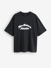 New Balance Black Womens Oversized Linear Heritage T-Shirt - Image 1 of 1