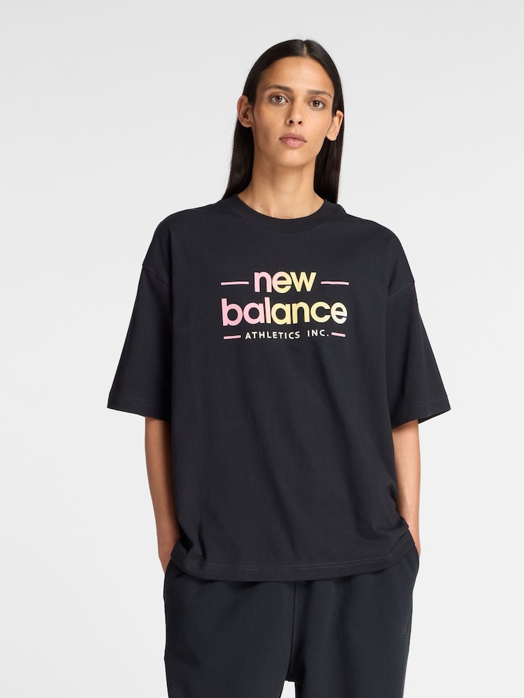 New Balance Black Womens Reimagined Oversized T-Shirt - Image 1 of 6