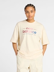 New Balance Cream Womens Reimagined Oversized T-Shirt - Image 1 of 7